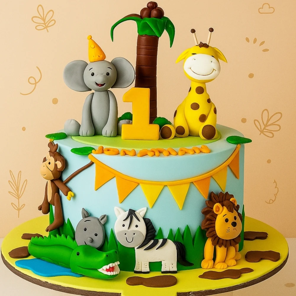 Jungle Family Celebration Cake