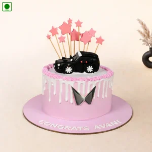Pink Star Car Celebration Cake